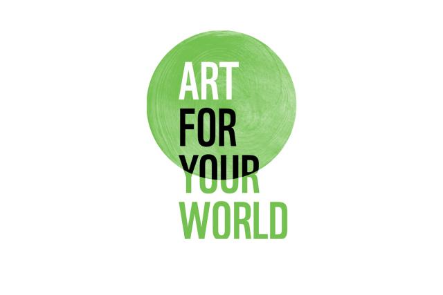 Art for your world written in white, green and black lettering in front of a green circle