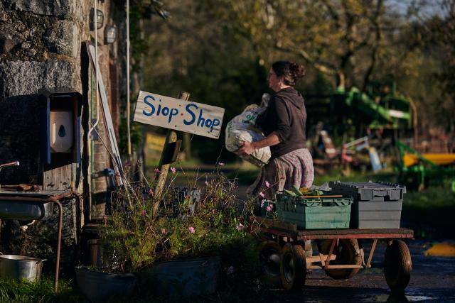 Outside the farm shop at Tyddyn Teg.