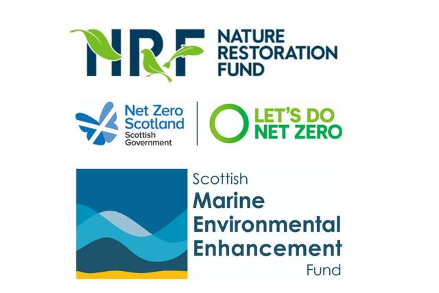 Net Zero Scotland, Let's Do Net Zero, Nature Restoration Fund and Scottish Marine Environmental Enhancement Fund logo lock-up