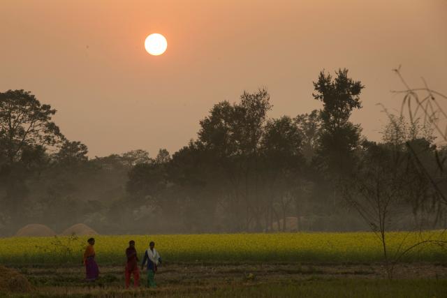 Sunset in the village of Bhagriya, which is situated in the Khata corridor in Bardiya district, Nepal.