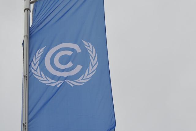 UNFCCC Flag flies at the UN climate talks