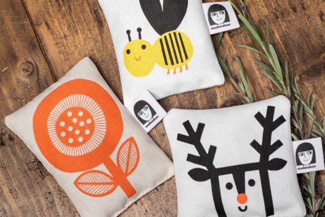 Three pocket sized lavender bags from the Jane Foster collection.