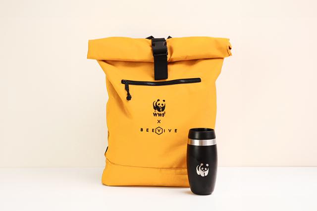 Beevive Backpack yellow with bottle