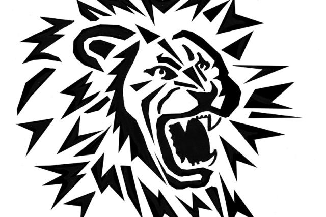 A black pumpkin stencil of a lion