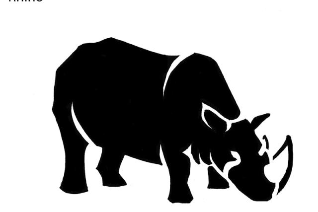A black pumpkin stencil of a rhino