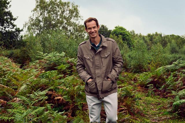 Andy Murray walking through the forest