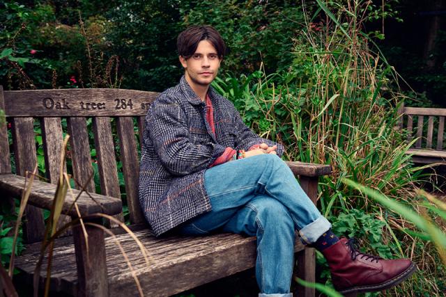 Cell Spellmen on a park bench