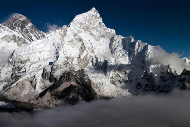 Mount Everest in the Everest Range of the Himalayas in Nepal.