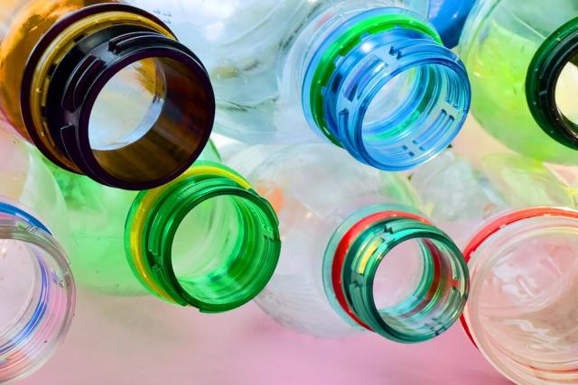 Close up of single use plastic bottles