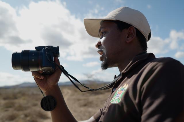 Emanuel preparing to photograph lions in Mkomazi National Park. 