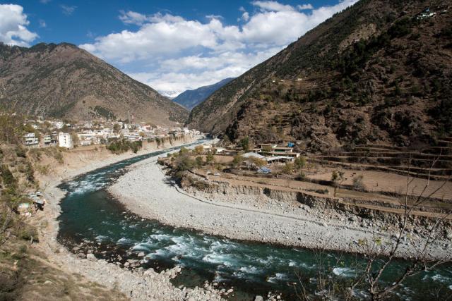 Bahrain Town located on the banks of Kalam River, Swat, Khyber Pakhtunkhwa