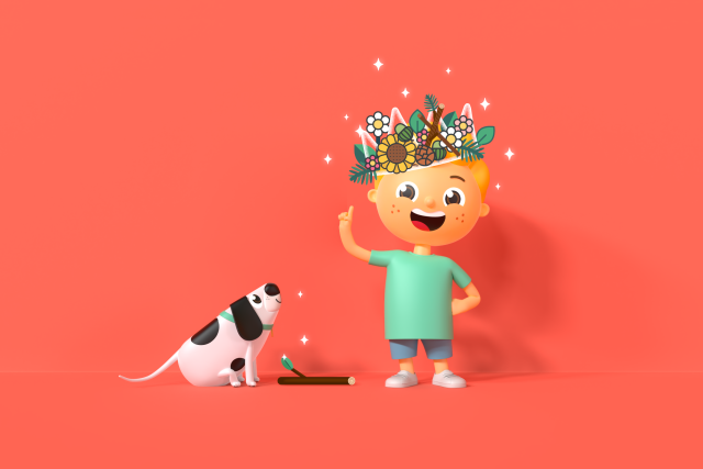 A picture of Eddie, from Ready Eddie Go! wearing a tiger print t-shirt and tiger face paint. 