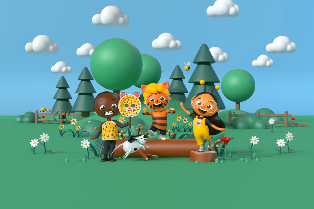 A picture of Eddie, from Ready Eddie Go! wearing a tiger print t-shirt and tiger face paint. 