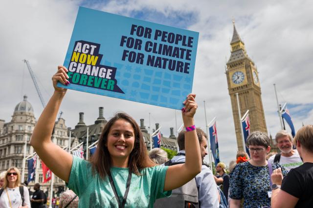  People gather at Parliament Square in London for the Act Now Change Forever Mass Lobby, coordinated by The Climate Coalition, calling on MPs to take bold action on climate change to protect families, communities, and future generations from the impacts of climate change on people and nature