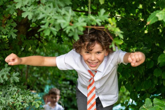 Pupils and staff at Evelyn Community Primary School in Prescot, Merseyside, on 16th July, 2025, take part in WWF’s Happy By Nature schools programme – helping children get their daily dose of nature through learning and play.
