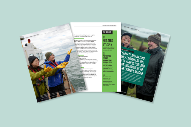 Three spreads from the WWF Scotland 2026 Holyrood Election Manifesto
