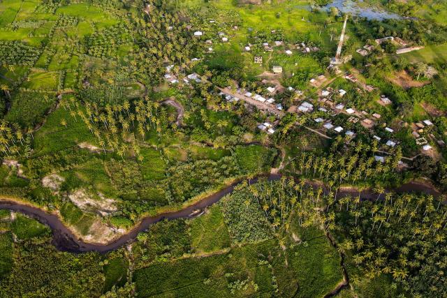 A drone shot of Mchakama village, Tanzania.