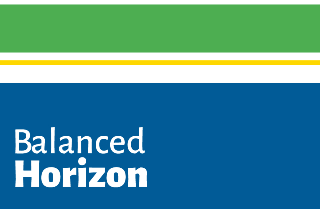 Balanced Horizons logo, which includes a green, thin yellow and chunky blue horizontal stripe. White overlapping text reads, 'Balanced Horizon'