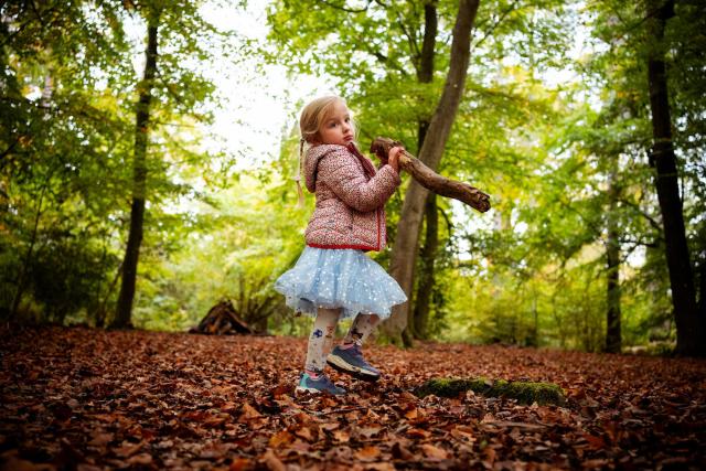 A child searching a branch at Alice Holt Forest, Hampshire © Paul Rogers