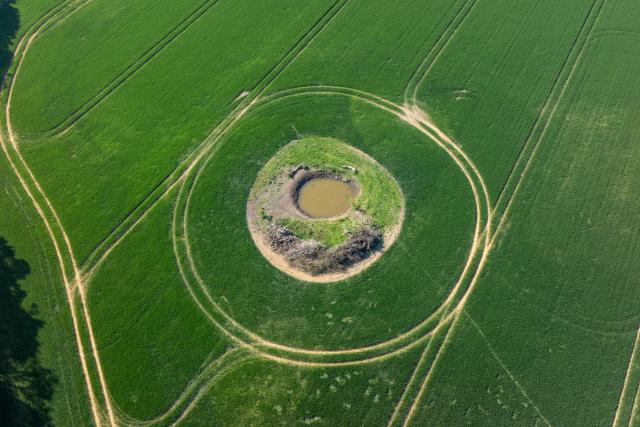 Drone shot of newly restored ponds. Astley Estate, near Hindolveston, North Norfolk, UK. © Joseph Gray / WWF-UK