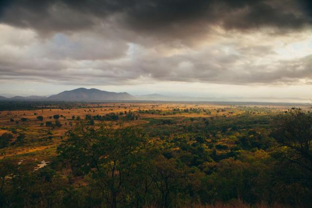 Sunrise over Selous Game Reserve. Selous, Tanzania.