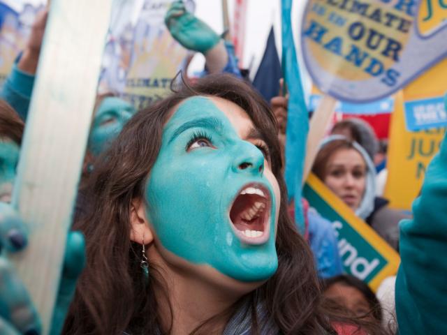 Protestors attending the Wave, a demostration against climate change