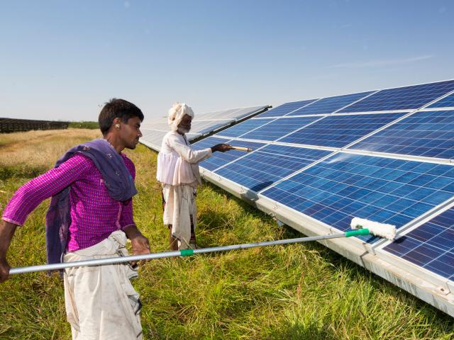 Solar panels, Asia's largest solar power station, the Gujarat Solar Park