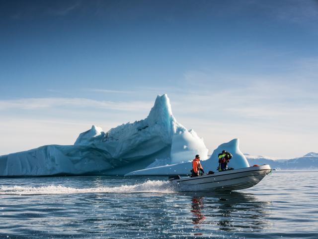 Speed boat on the Arctic seas