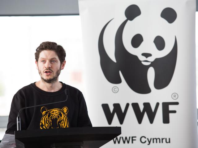 Iwan Rheon speaking at World Environment Day