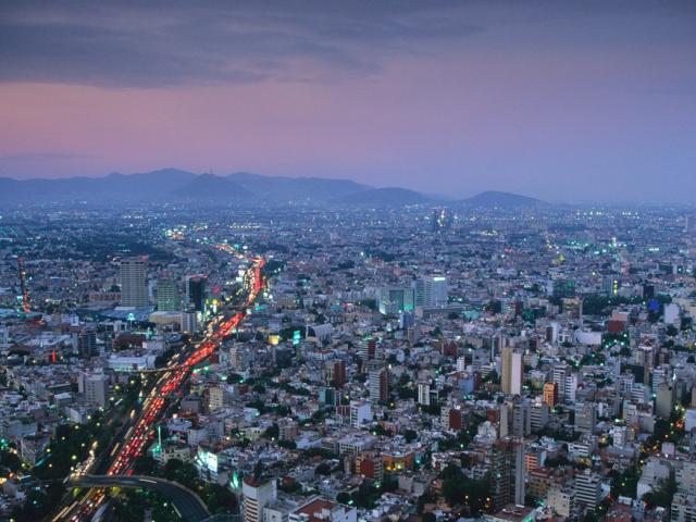 Aerial view of Mexico City - the world's second largest, Mexico.
