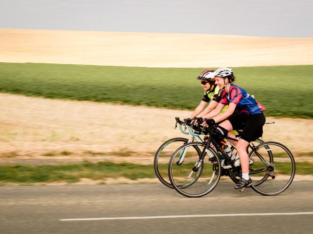 London Paris Cyclists On Route 