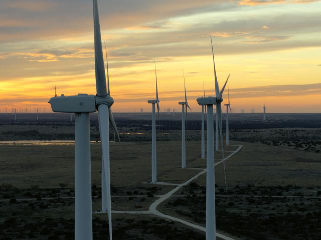 Windfarm at sunset