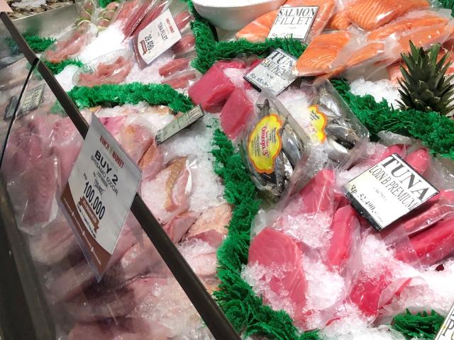Supermarket seafood counter, Indonesia 