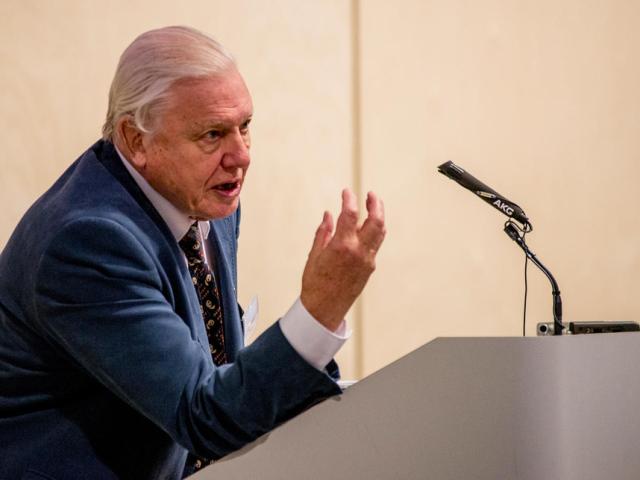 Sir David Attenborough is given a tour of the Living Planet Centre