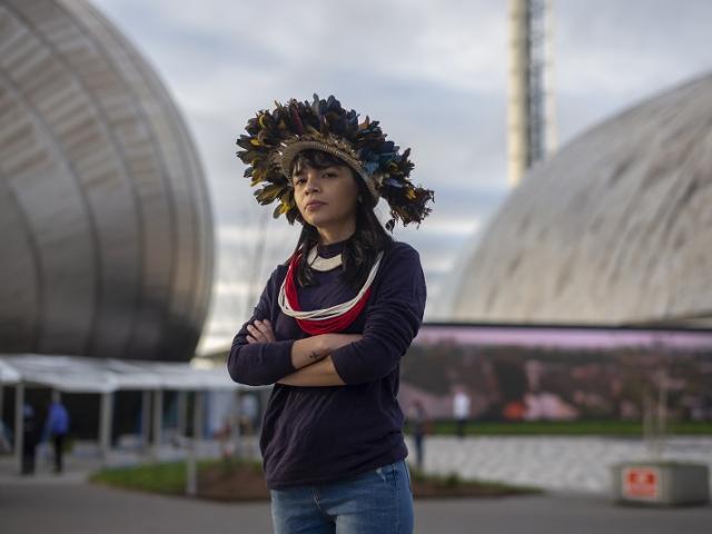 Indigenous activist Txai Suruí, from Brazil, at COP26 in Glasgow 2021.