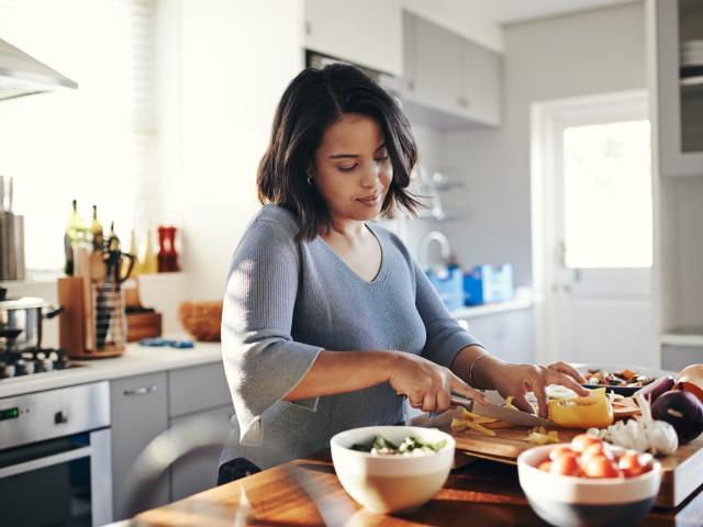 A lady preparing food