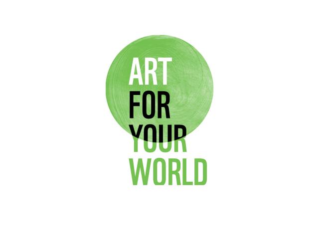 Art for your world written in white, green and black lettering in front of a green circle