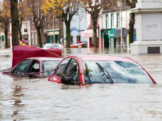 Flooded village, Cockermouth Main Street, UK