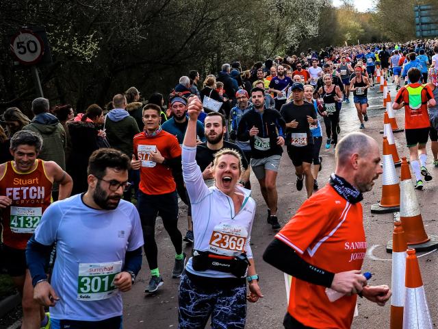 Runners taking part in the Surrey Half Marathon
