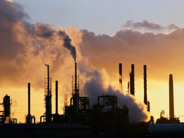 Petrochemical works on Teeside releasing pollutants and carbon emmissions UK.