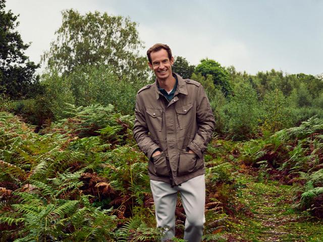 Andy Murray walking through the forest