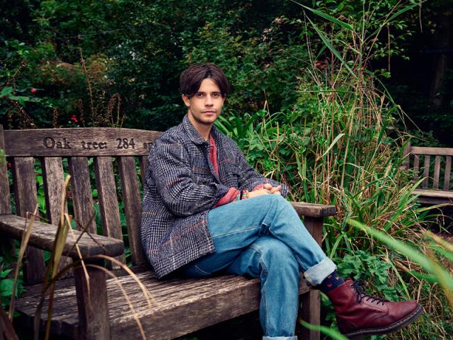 Cell Spellmen on a park bench