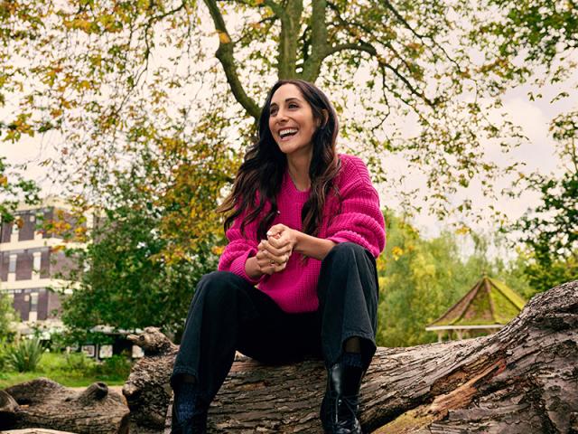 Dr Sara Kayat at Walpole Park in West London sat in a tree stump
