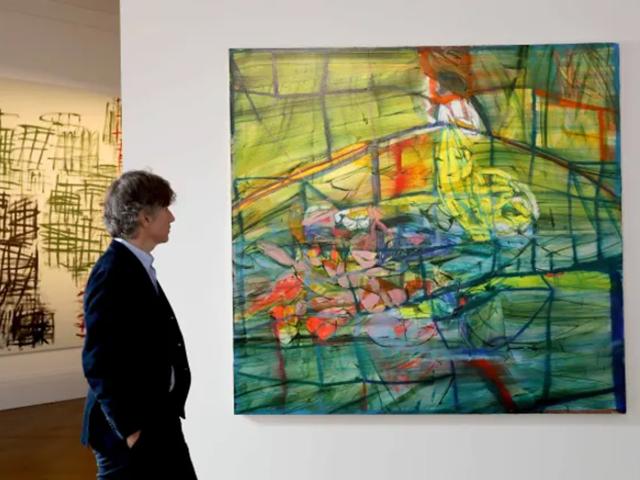 Installation shot showing A Muddled Mind That's Never Confined by Jadé Fadojutimi, generously donated for the Art For Your World auction at Sotheby's, London.