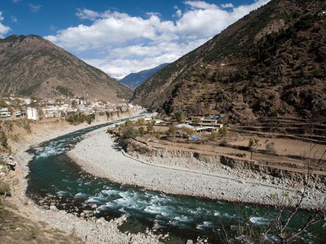 Bahrain Town located on the banks of Kalam River, Swat, Khyber Pakhtunkhwa