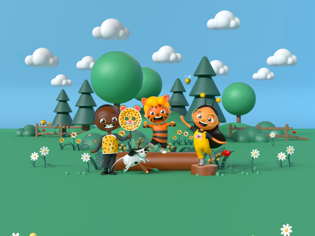 A picture of Eddie, from Ready Eddie Go! wearing a tiger print t-shirt and tiger face paint. 