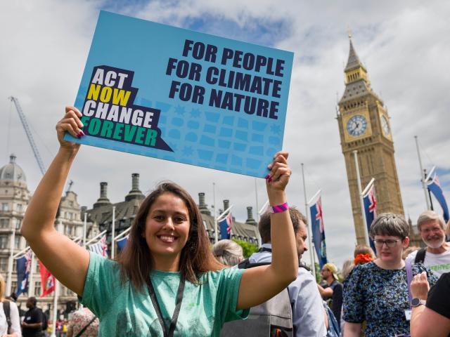  People gather at Parliament Square in London for the Act Now Change Forever Mass Lobby, coordinated by The Climate Coalition, calling on MPs to take bold action on climate change to protect families, communities, and future generations from the impacts of climate change on people and nature