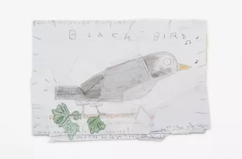 Rose Wylie Black Bird with Hawthorn Leaves, 2015