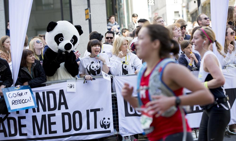 Team panda supporters at the London marathon