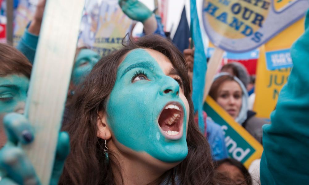 Protestors attending the Wave, a demostration against climate change